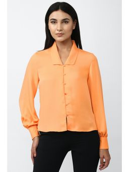 Van Heusen - Women Peach Solid Long Sleeves Casual Shirt