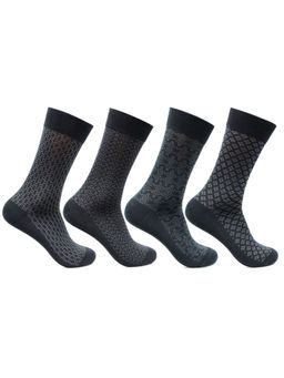 Bonjour - Mens Mercerized Self Design Formal Socks (Pack of 4)