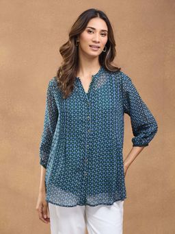Fabindia - Blue Viscose Tunic with Slip