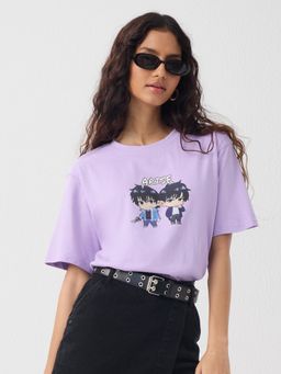 The Souled Store - Official Solo Levelling: Arise Women Purple Relaxed Fit T-Shirt