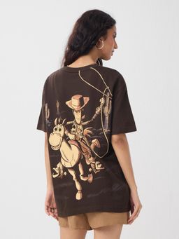 The Souled Store - Official Toy Story: Woody Women Brown Oversized T-Shirt