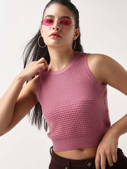 Bewakoof - Women Pink Slim Fit Short Tank Top