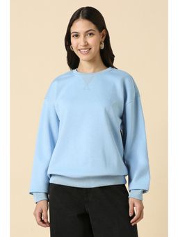 Allen Solly - Women Light Blue Solid Round Neck Sweatshirt