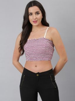 Deebaco - Women Purple Geometric Fitted Crop Top