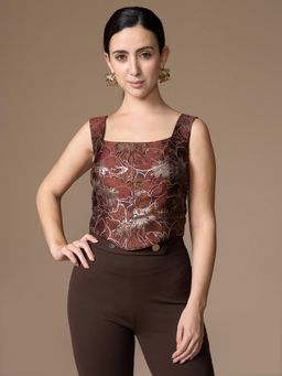 Kazo - Brown Daphne Top