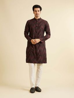 Manyavar - Maroon Spandex Printed Kurta
