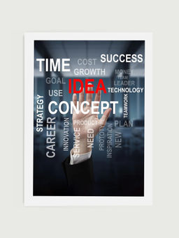 DecorTwist - Navy Blue Motivational Quotes Printed Poster Framed Wall Art