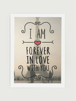 DecorTwist - Beige Romantic Quotes Printed Poster Framed Wall Art