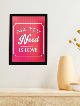 DecorTwist - Pink Romantic Quotes Printed Poster Framed Wall Art