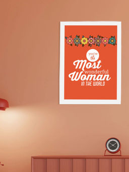 DecorTwist - Orange Inspirational Quotes Printed Poster Framed Wall Art