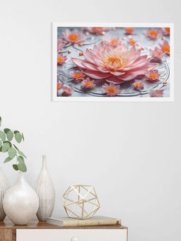 DecorTwist - Multi-Color Lotus Wall Poster Frame
