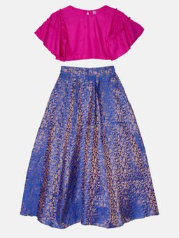 KiddoPanti - Girls Ethnic Half Sleeve Choli & Lehenga - Pink