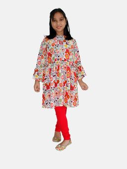 KiddoPanti - Girls Empire Kurta & Solid Legging - Multi-Color