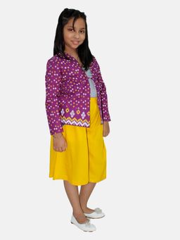 KiddoPanti - Girls Ethnic Tie Up Shrug & Flared Culotte - Multi-Color