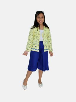 KiddoPanti - Girls Ethnic Tie Up Shrug & Flared Culotte - Multi-Color