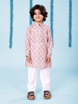 KiddoPanti - Boys Rayon Ethnic Motif With Sequin Long Kurta With Pyjama
