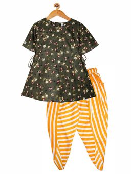 KiddoPanti - Girls Half Sleeve Short Kurta & Dhoti - Multi-Color