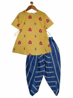 KiddoPanti - Girls Half Sleeve Short Kurta & Dhoti - Multi-Color