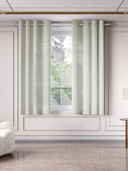 Haus & Kinder - Linear Grace Cotton Polyester Window Curtains Mist (Pack of 2)