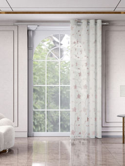 Haus & Kinder - Shadow Bloom Polyester Sheer Single Door Curtain Blush