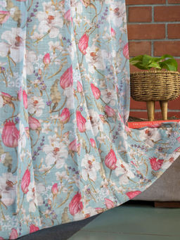 Urban Space - Printed Sheer Curtains 35-40% Light Filter Window - Flora Nova Sage