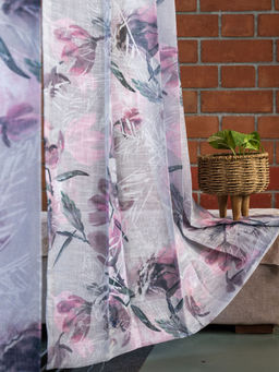 Urban Space - Printed Sheer Curtains 35-40% Light Filter Window - Winter Crocus