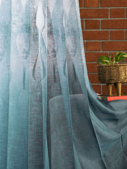 Urban Space - Printed Sheer Curtains 35-40% Light Filter Window - Sea Mist