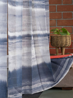 Urban Space - Printed Sheer Curtains 35-40% Light Filter Window - Coastal Navy