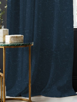 Urban Space - Solid Blackout Curtains Window Herringbone Design Navy