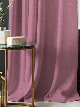 Urban Space - Solid Blackout Curtains Window Herringbone Design Pink