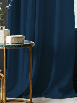 Urban Space - Solid Blackout Curtains Window Herringbone Design Drift Navy