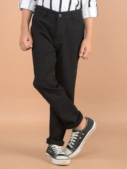 CRIMSOUNE CLUB - Boys Black Checks Cotton Trousers