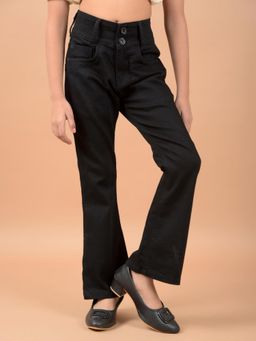 CRIMSOUNE CLUB - Girls Black Bootcut High-Waist Jeans