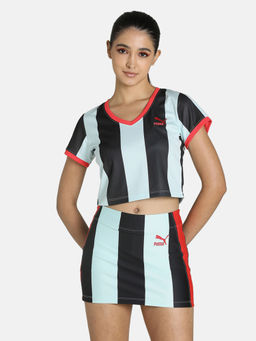 Puma - X Dua Lipa Striped Slim Tee Women Multicolor T-shirt