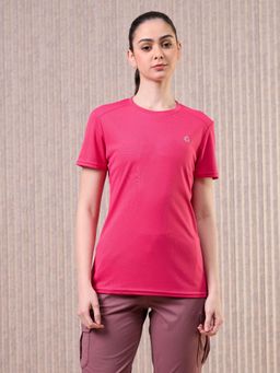 Technosport - Women Pink Solid Slim Fit Round Neck Techno Cool Sports T-Shirt