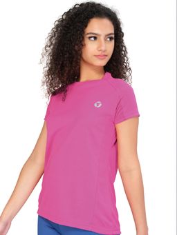 Technosport - Women Pink Solid Slim Fit Round Neck Techno Cool Sports T-Shirt