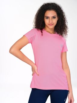 Technosport - Women Pink Solid Slim Fit Round Neck Techno Cool Sports T-Shirt