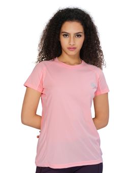 Technosport - Women Peach Solid Slim Fit Round Neck Techno Cool Sports T-Shirt