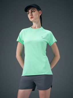 Technosport - Women Green Solid Slim Fit Round Neck Techno Cool Sports T-Shirt