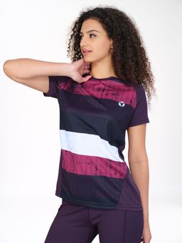 Technosport - Women Purple Printed Slim Fit Round Neck Techno Cool Sports T-Shirt