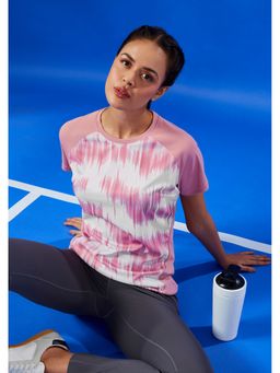 Technosport - Women Mauve Abstract Print Slim Fit Round Neck Technocool Plus Sport T-Shirt