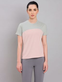 Technosport - Women Pink Colorblock Slim Fit Round Neck Technocool Plus Sport T-Shirt