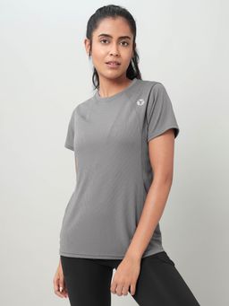 Technosport - Women Grey Solid Slim Fit Round Neck Technocool Plus Sport T-Shirt