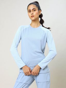 Technosport - Women Blue Solid Slim Fit Round Neck Technocool Plus Sport T-Shirt
