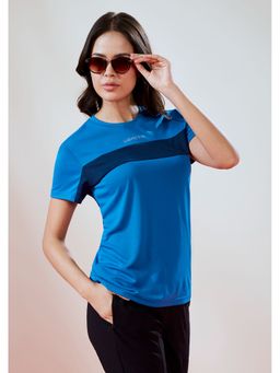 Technosport - Women Blue Colorblock Slim Fit Round Neck Technocool Sport T-Shirt