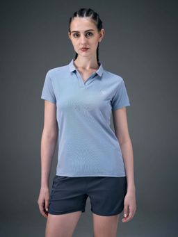 Technosport - Women Blue Solid Slim Fit Matpiq Polo T-Shirt