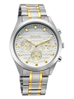 Sonata - Summit Multifunction White Dial Two-Tone Watch - 7158BM01 (M)