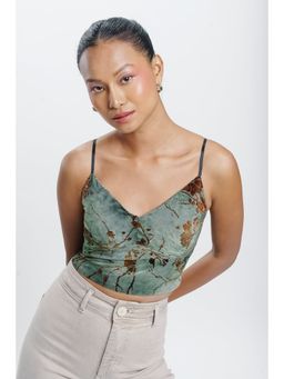 FREAKINS - Green Floral Crop Top