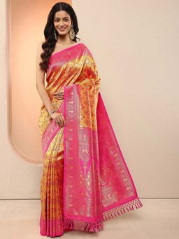 Libas - Mustard Woven Design Silk Blend Saree with Unstitched Blouse