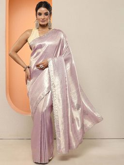 Libas - Lavender Woven Design Silk Blend Saree with Unstitched Blouse